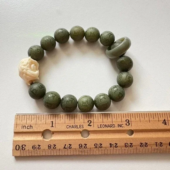 Bodhi Seed Bracelet with Guardian Lion Charm – Natural Meditation Beads new - Picture 3 of 6